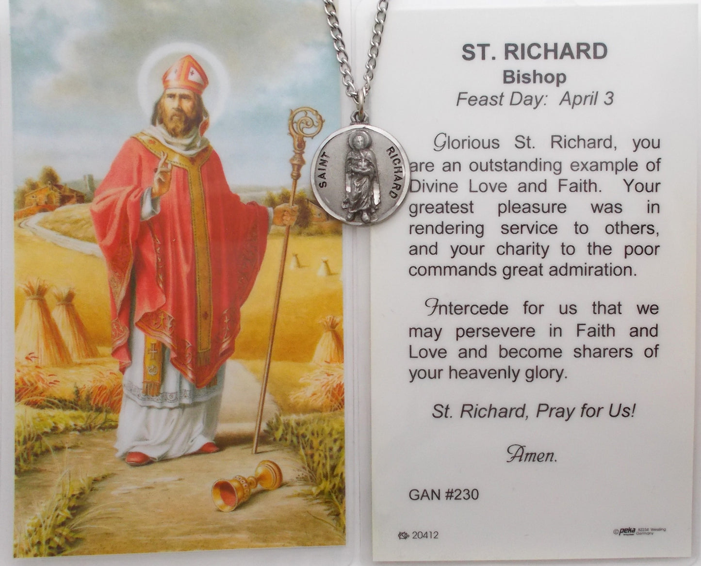 Pewter Medal with Chain & Prayercard - St. Richard