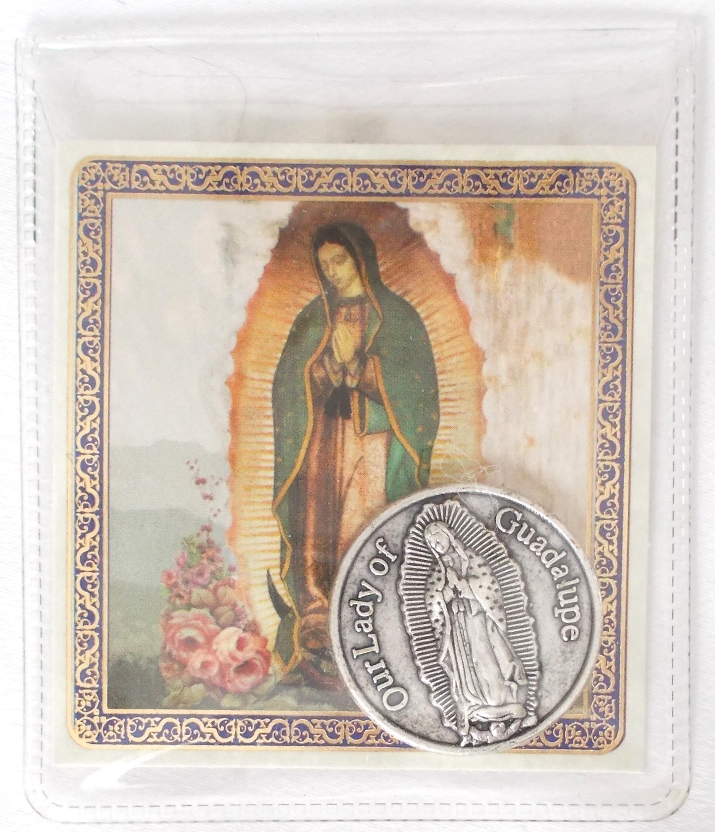 Pocket Token - Our Lady of Guadalupe - with Paper Prayercard in Vinyl Pouch