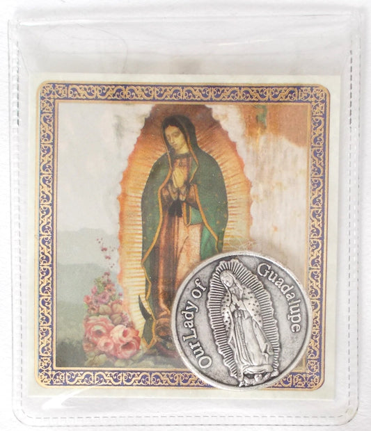 Pocket Token - Our Lady of Guadalupe - with Paper Prayercard in Vinyl Pouch