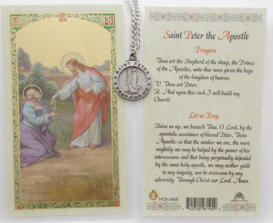 Pewter Medal with Chain & Prayercard - St. Peter the Apostle