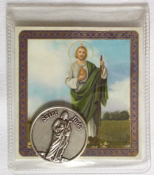 Pocket Token - St. Jude - Financial Assistance - with Paper Prayercard in Vinyl Pouch