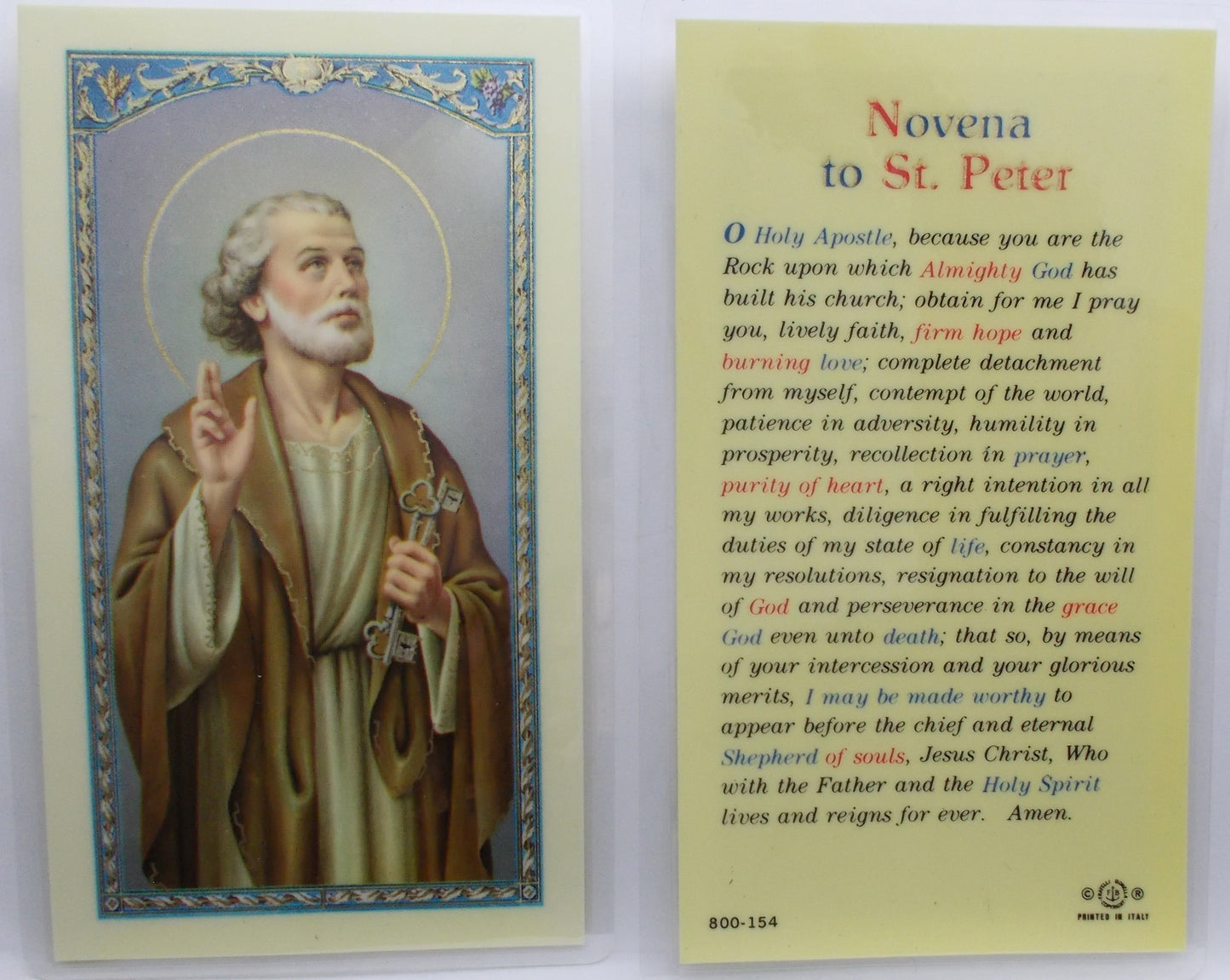 Pewter Medal with Chain & Prayercard - St. Peter - Novena