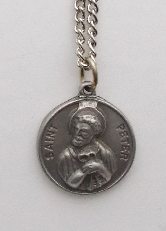 Pewter Medal with Chain & Prayercard - St. Peter - Novena