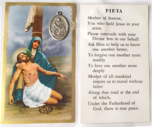 Laminated with Medal - Pieta Prayercard