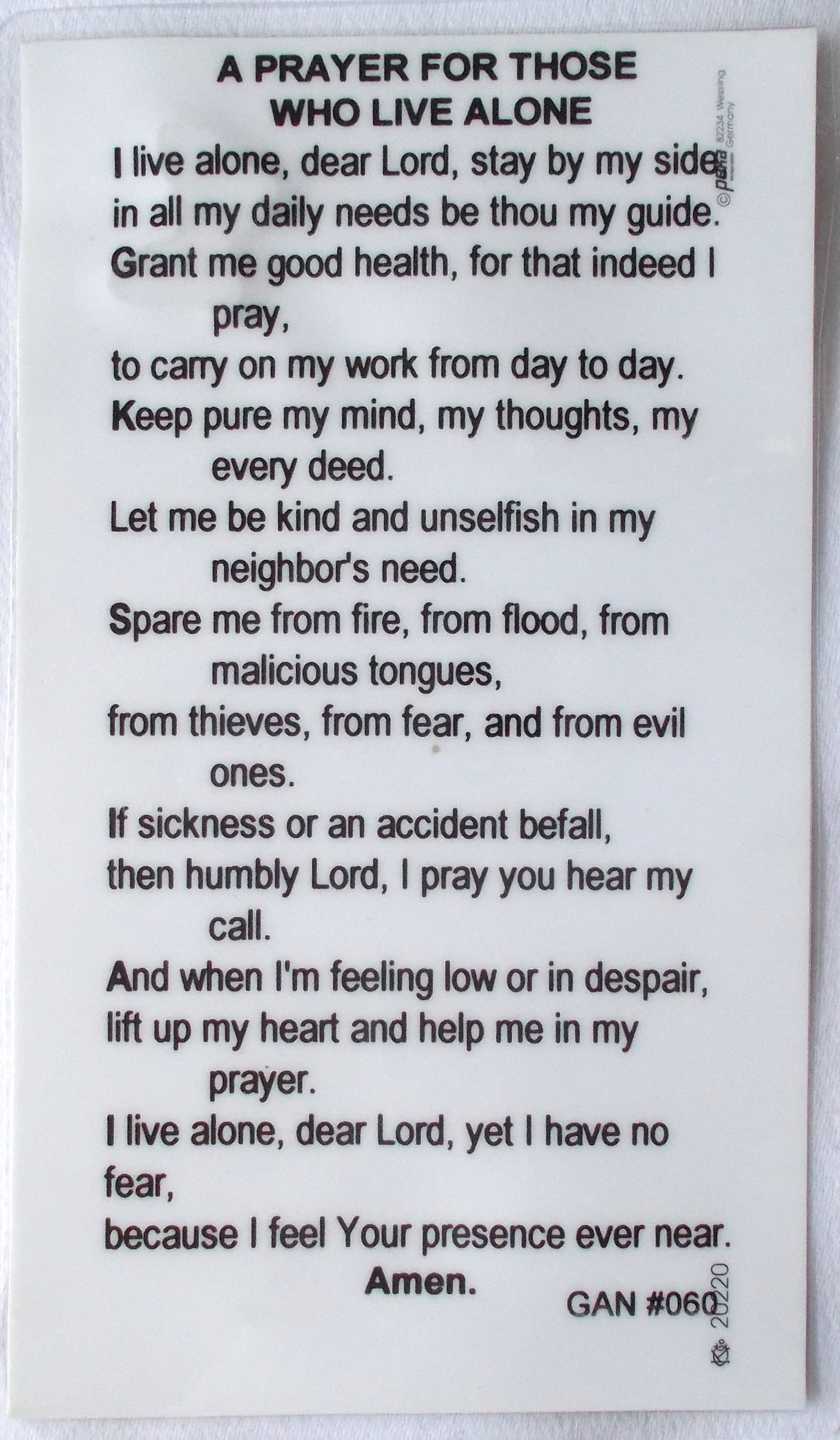 Laminated with Butterfly Medal - Jesus Knocking - For Those Who Live Alone