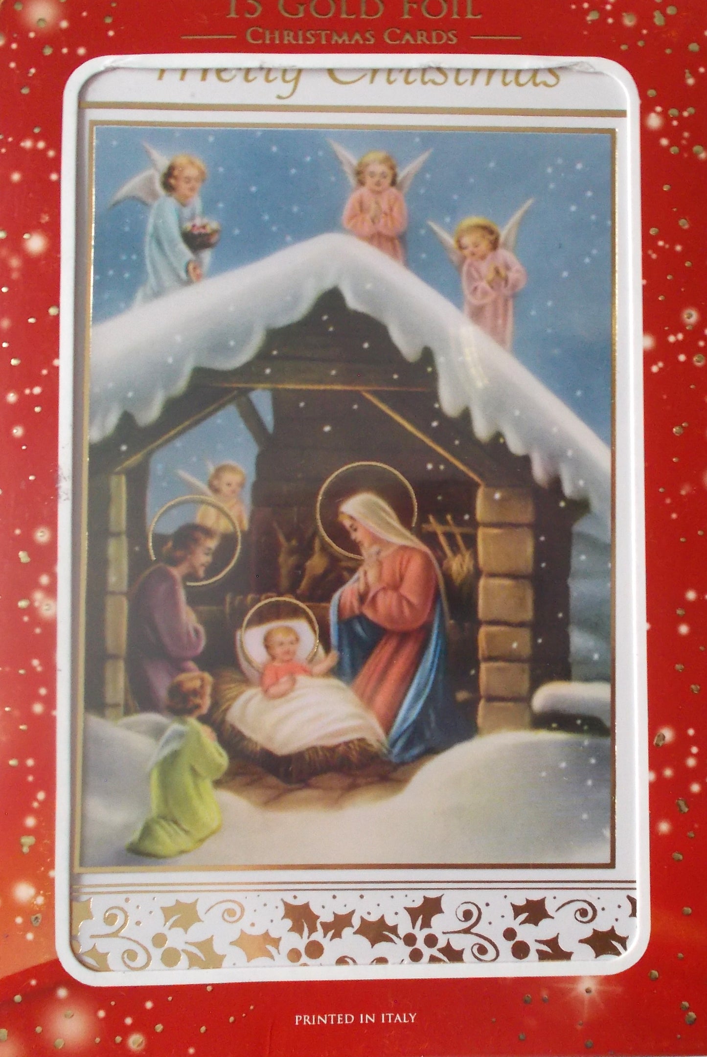 15 Pack of Gold Foil Christmas Cards