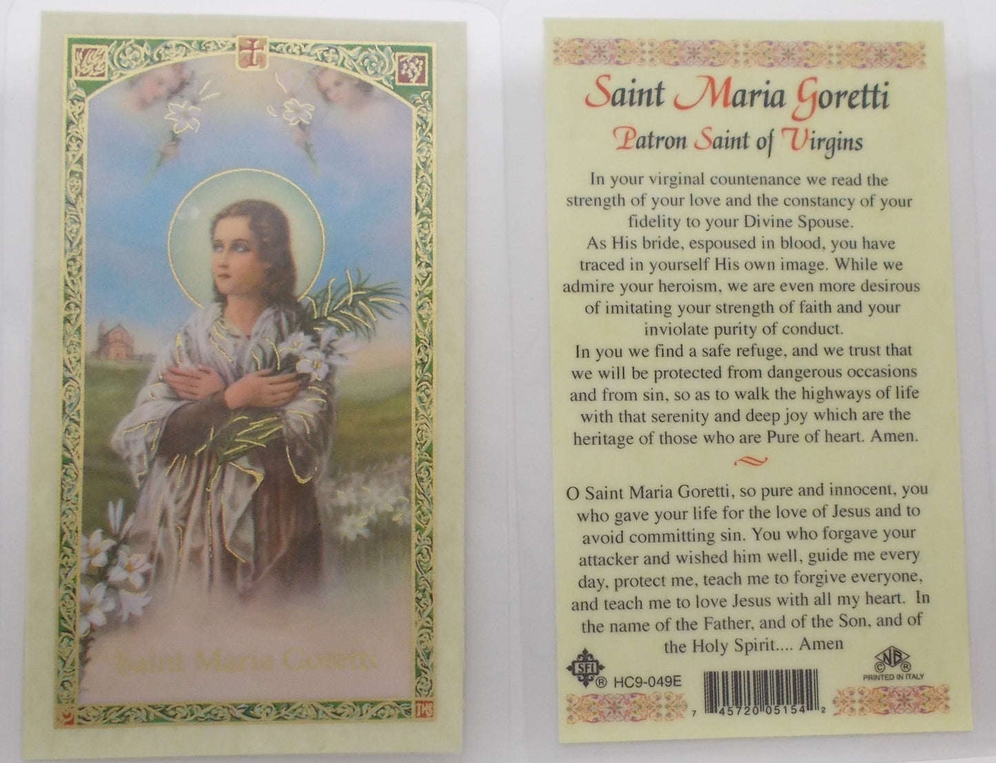 Pewter Medal with Chain & Prayercard - St. Maria Goretti