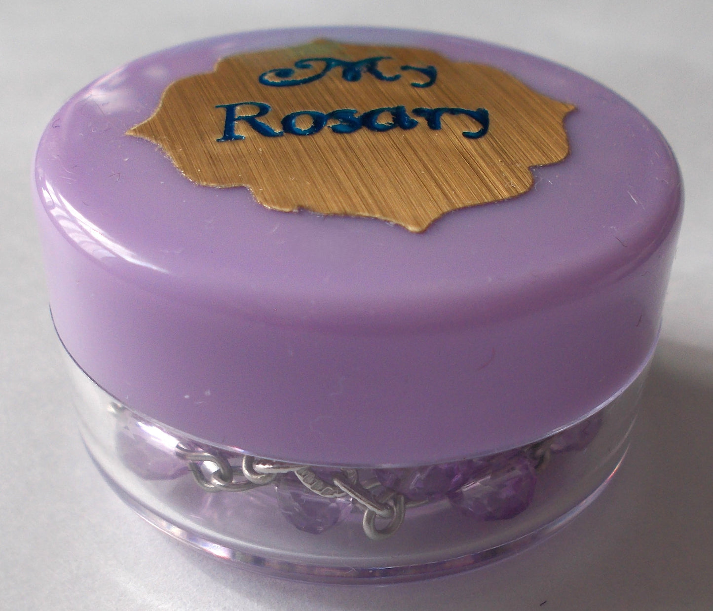 Purple Glass Bead Rosary with container