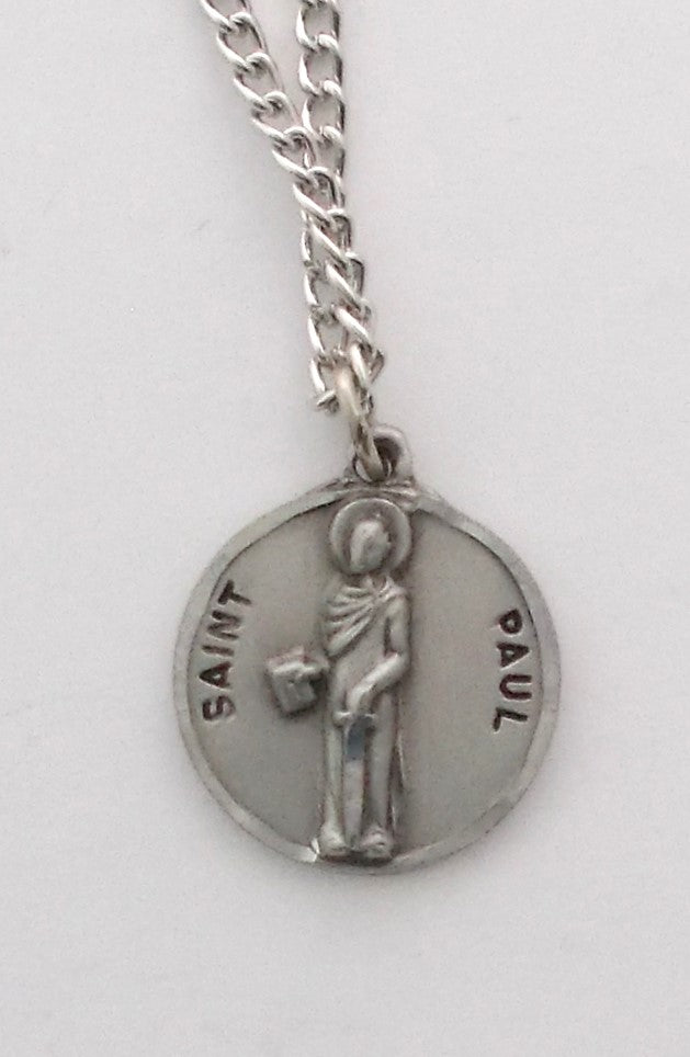 Pewter Medal with Chain & Prayercard - St. Paul