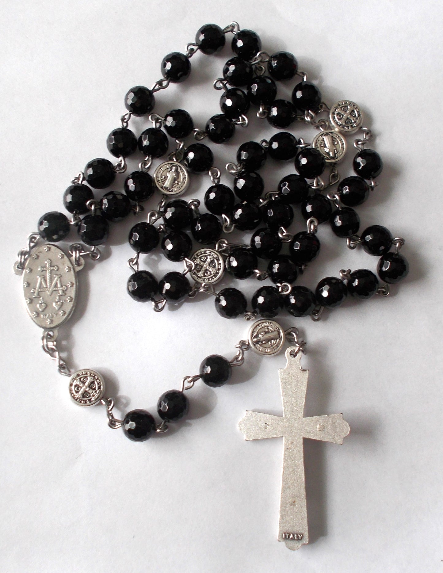Black Bead Rosary with St. Benedict Medals