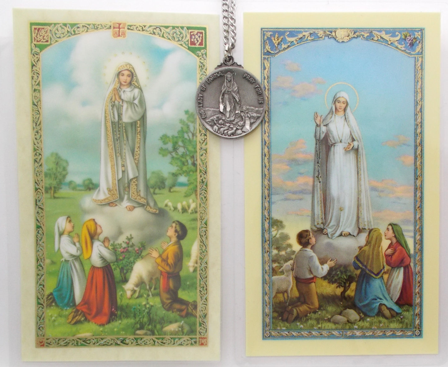 Pewter Medal with Chain & Prayercard - Our Lady of Fatima