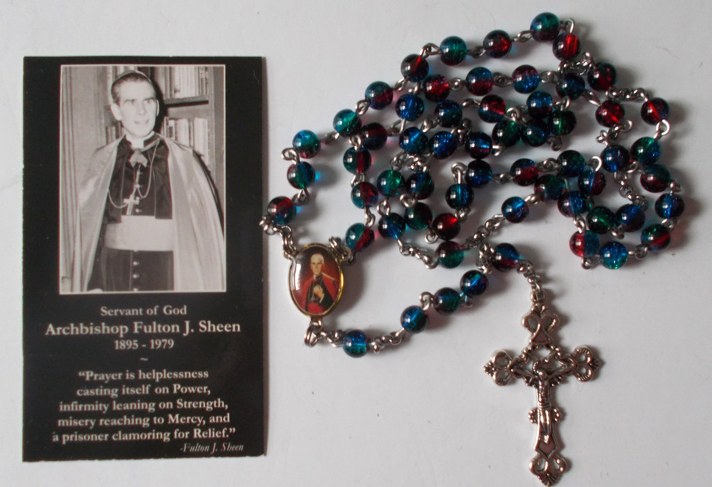 Fulton J. Sheen Prayercard & Rosary