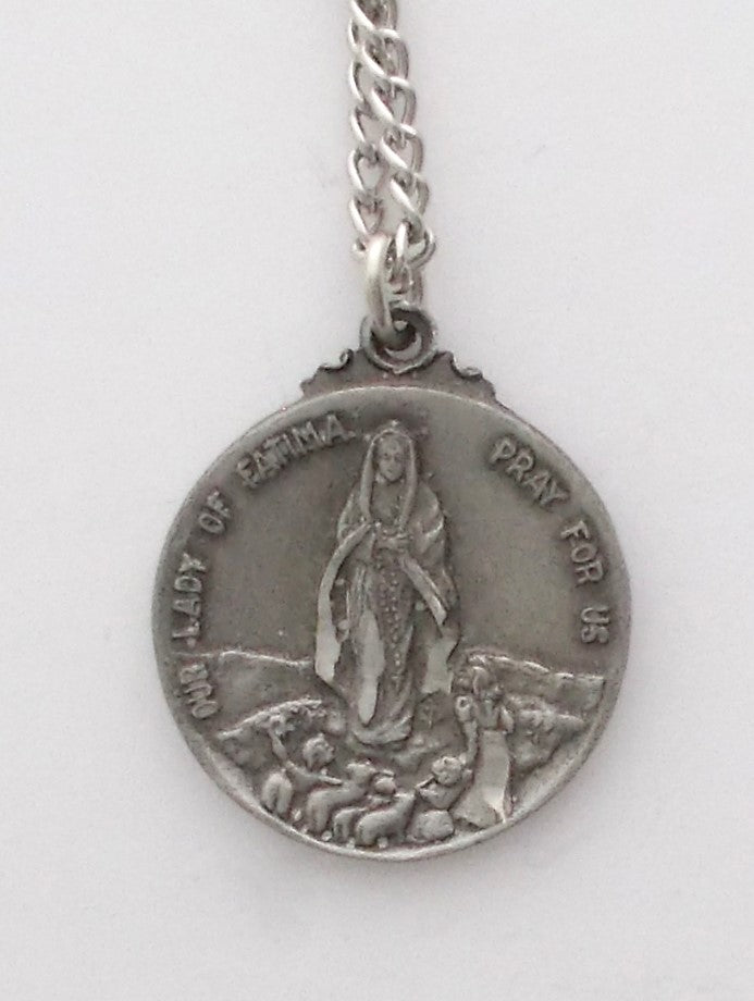 Pewter Medal with Chain & Prayercard - Our Lady of Fatima