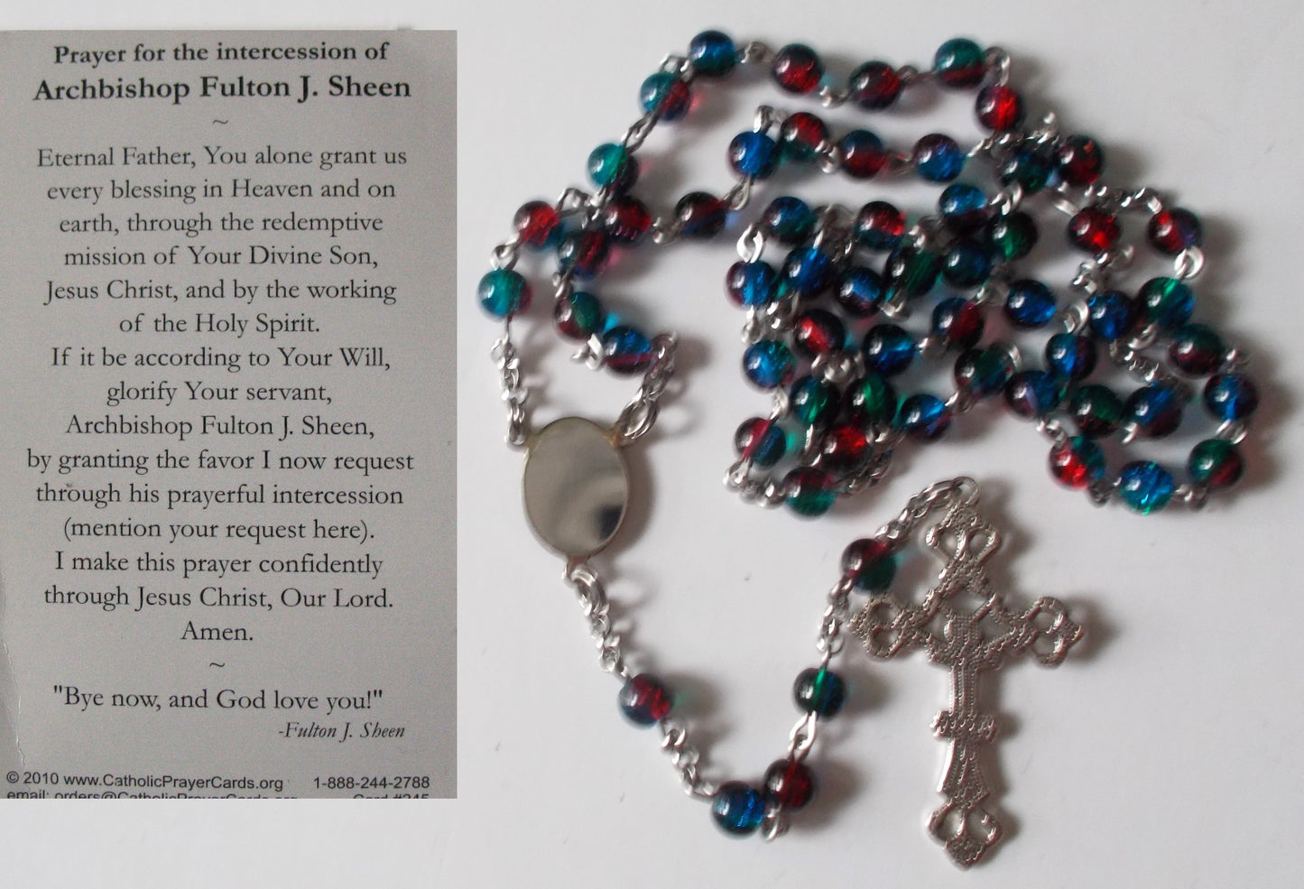 Fulton J. Sheen Prayercard & Rosary