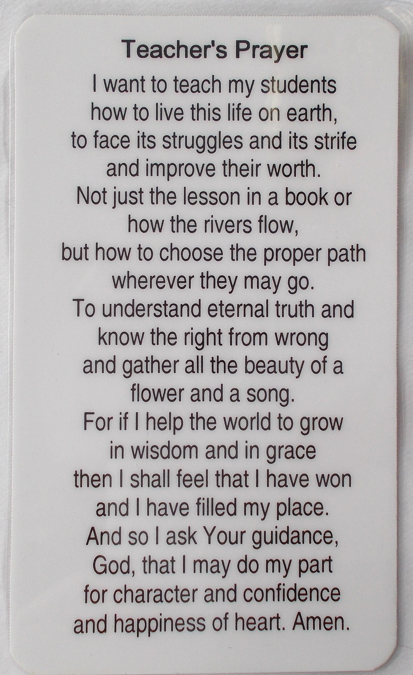 Laminated - Teacher's Prayer Prayercard