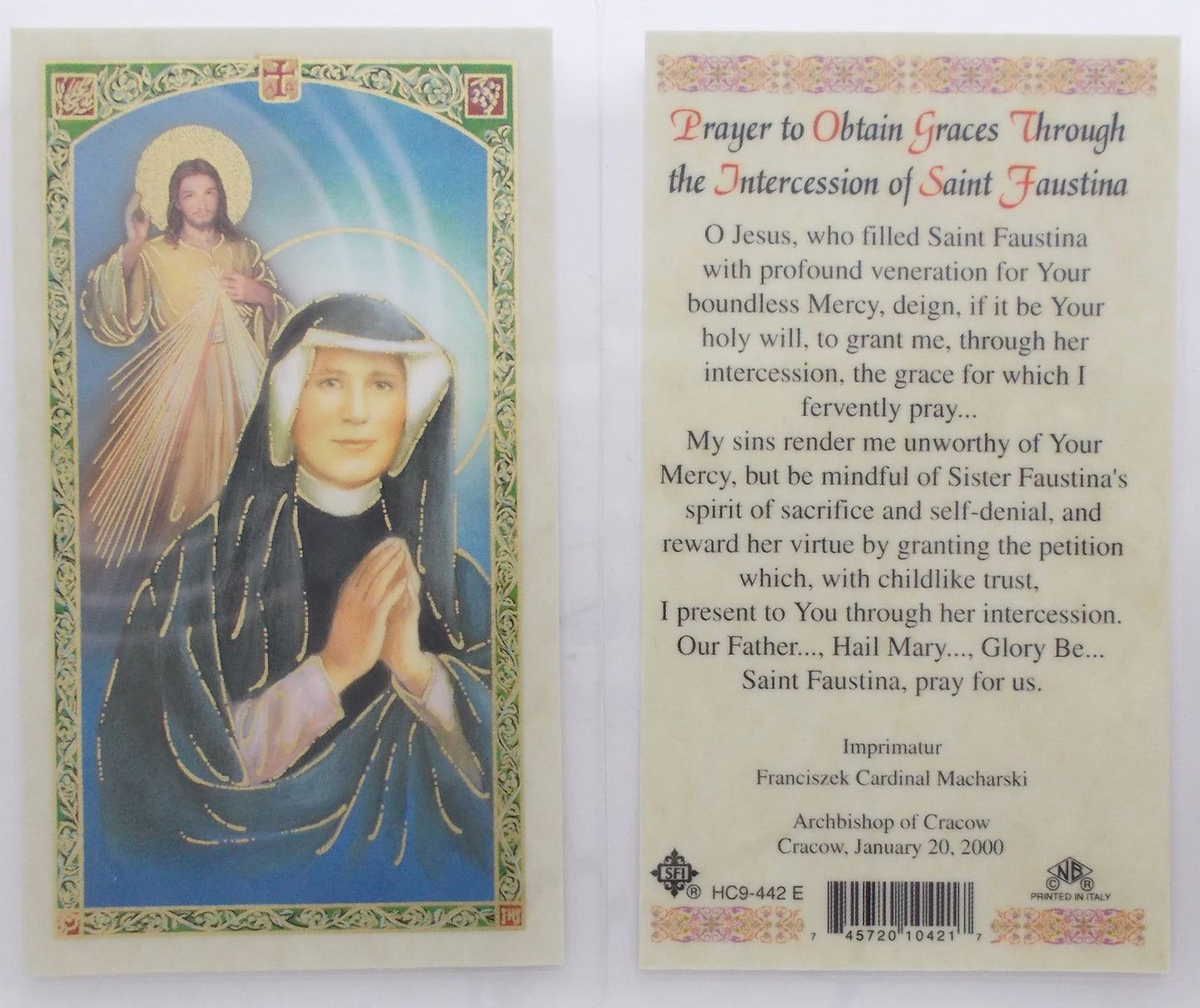 Pewter Medal with Chain & Prayercard - St. Faustina