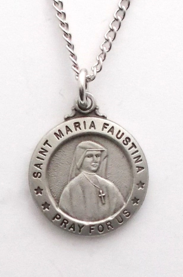 Pewter Medal with Chain & Prayercard - St. Faustina