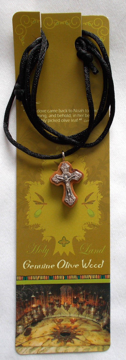 Genuine Olive Wood Crucifix on String