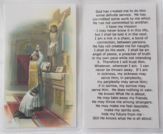 Laminated - Priest at Altar - I Have My Mission - Prayercard