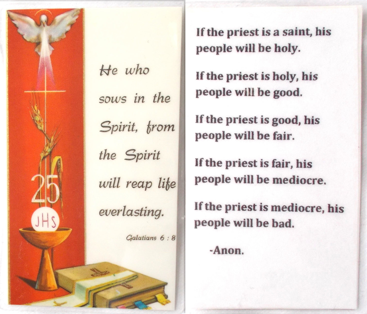 Laminated - Jubilee Prayercard - If The Priest Is...