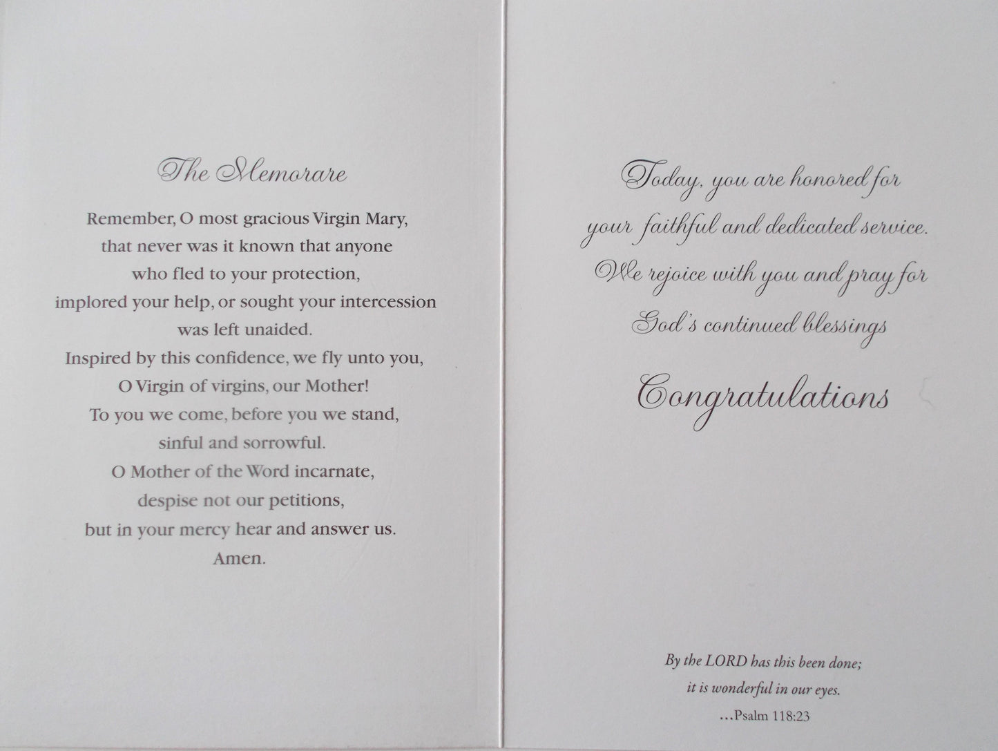 Jubilee / Anniversary Greeting Card - Memorare