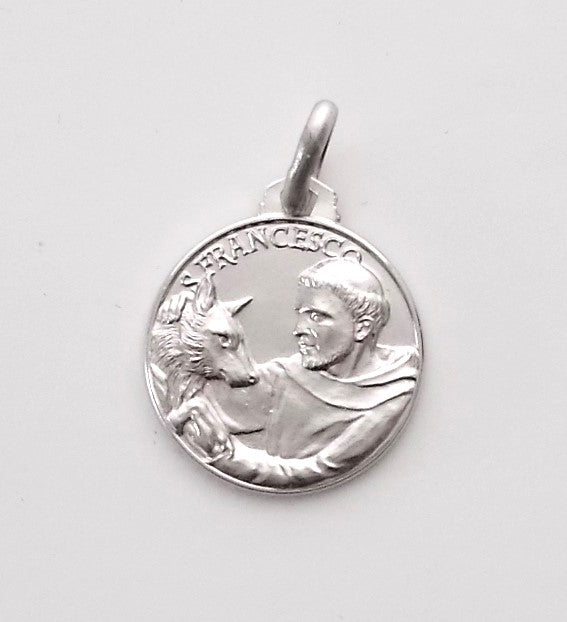 St. Francis with Wolf - Sterling Silver Medal