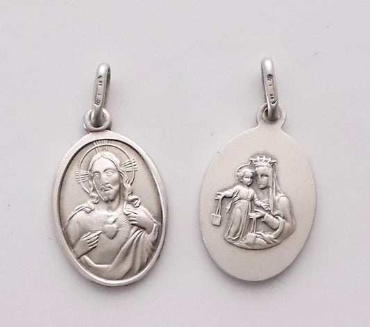 Scapular Medal - Rhodium Plated Sterling Silver Medal