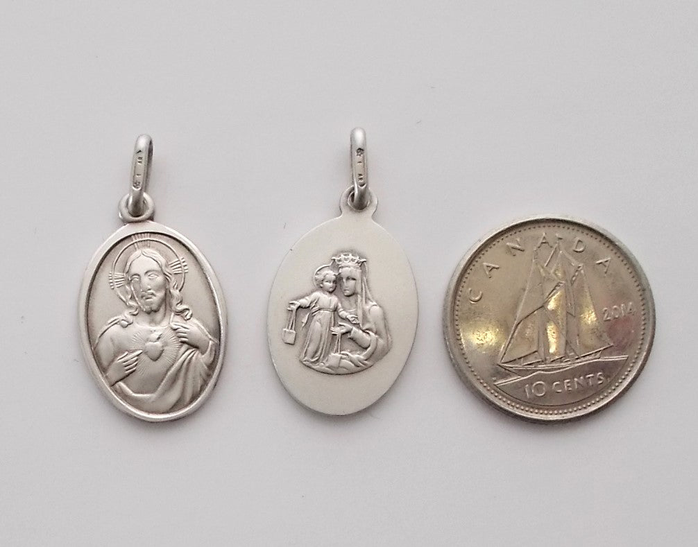 Scapular Medal - Rhodium Plated Sterling Silver Medal