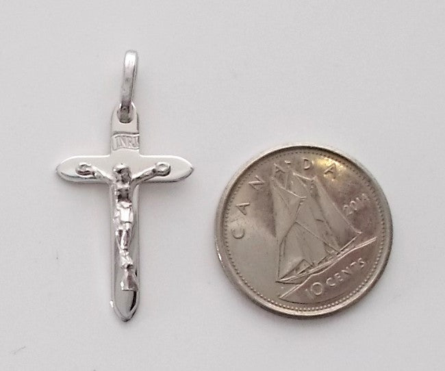 Crucifix - Small Rhodium Plated Pointed Crucifix