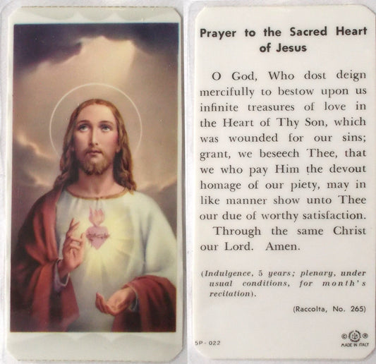 Laminated - Sacred Heart of Jesus Prayercard