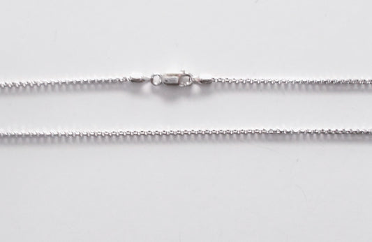 Rounded Box Rhodium Plated Sterling Silver Chain - 22"