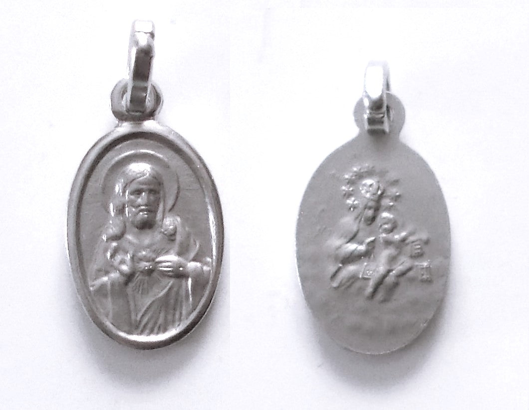 Scapular Medal - Rhodium Plated Sterling Silver