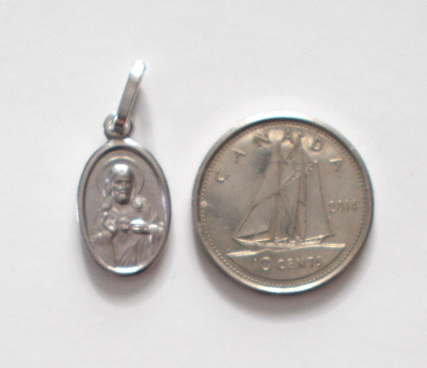 Scapular Medal - Rhodium Plated Sterling Silver