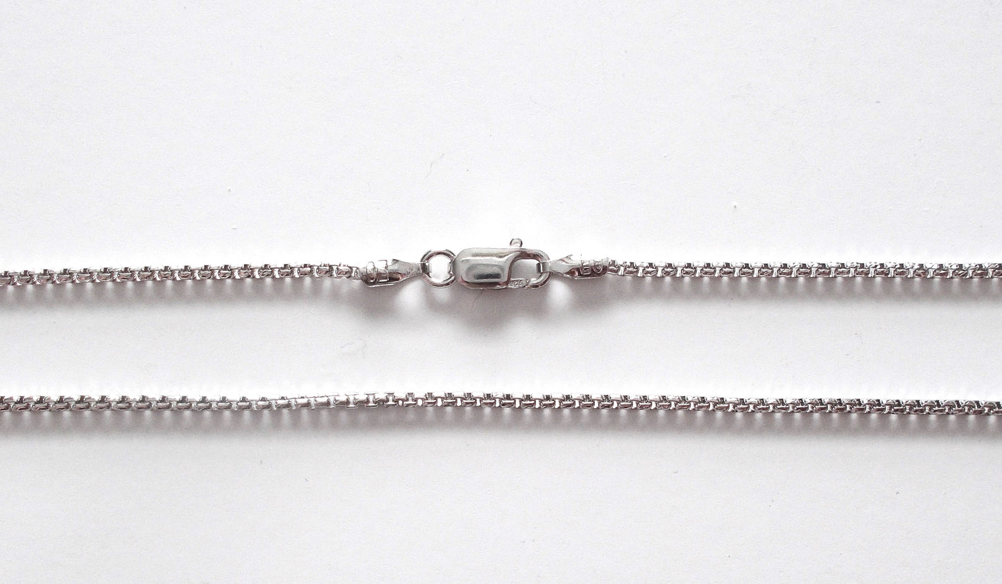 Rounded Box Chain Rhodium Plated Sterling Silver - 20"