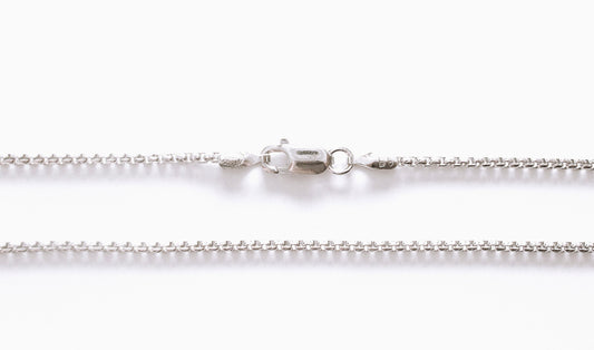 Rounded Box Rhodium Plated Sterling Silver Chain 18"