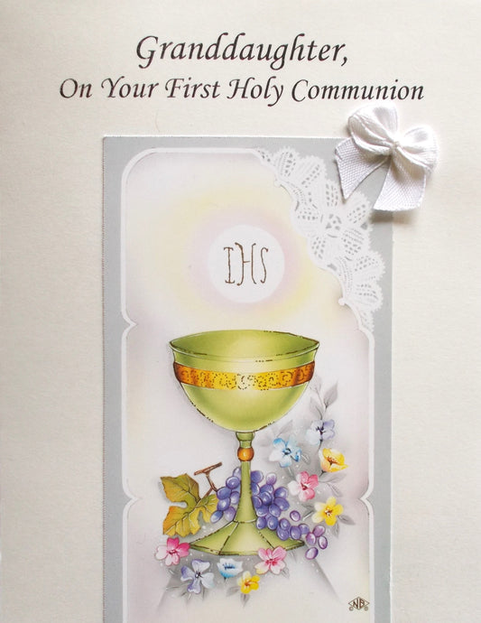 Granddaughter First Communion Greeting Card - White Bow