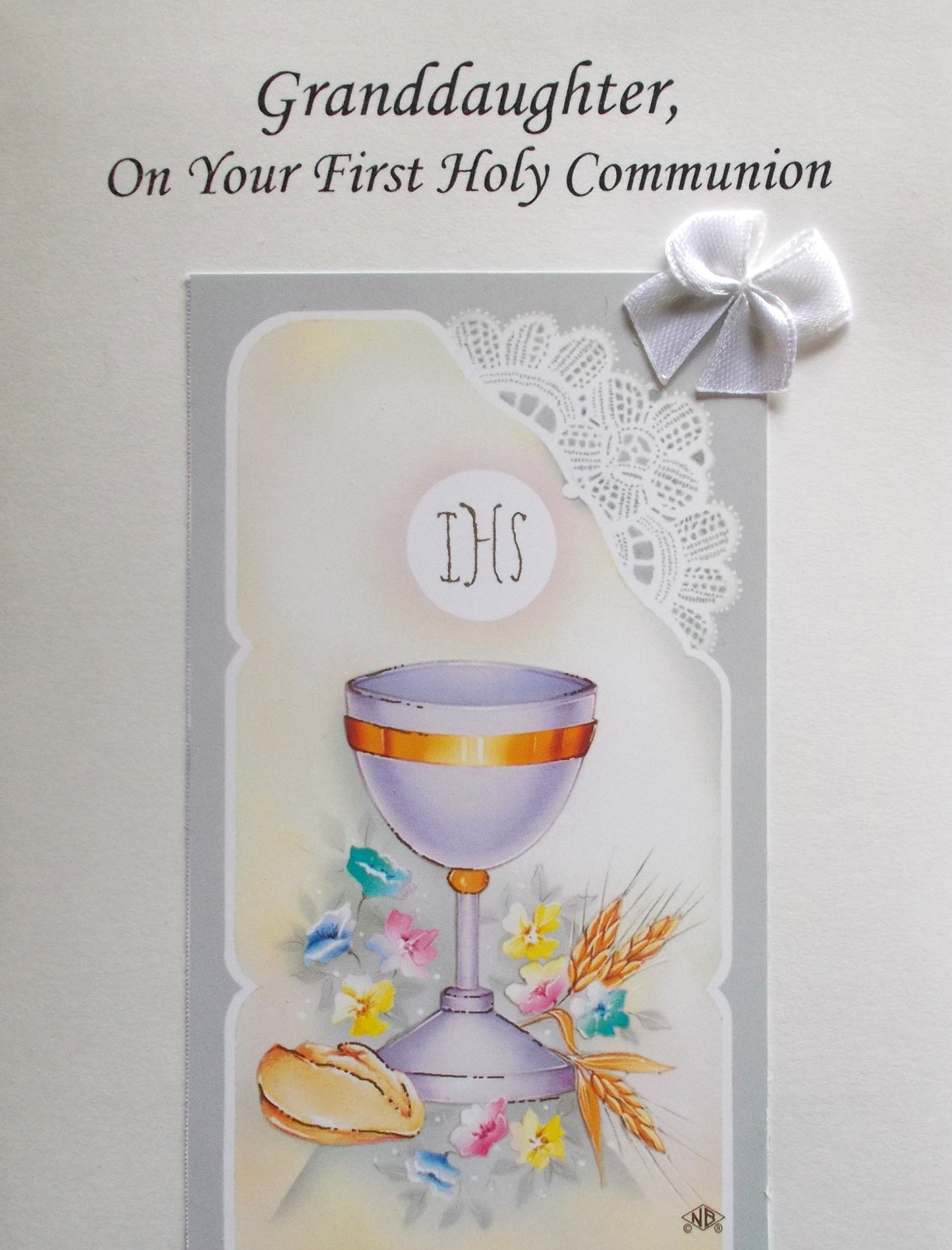 Granddaughter First Communion Greeting Card - White Bow