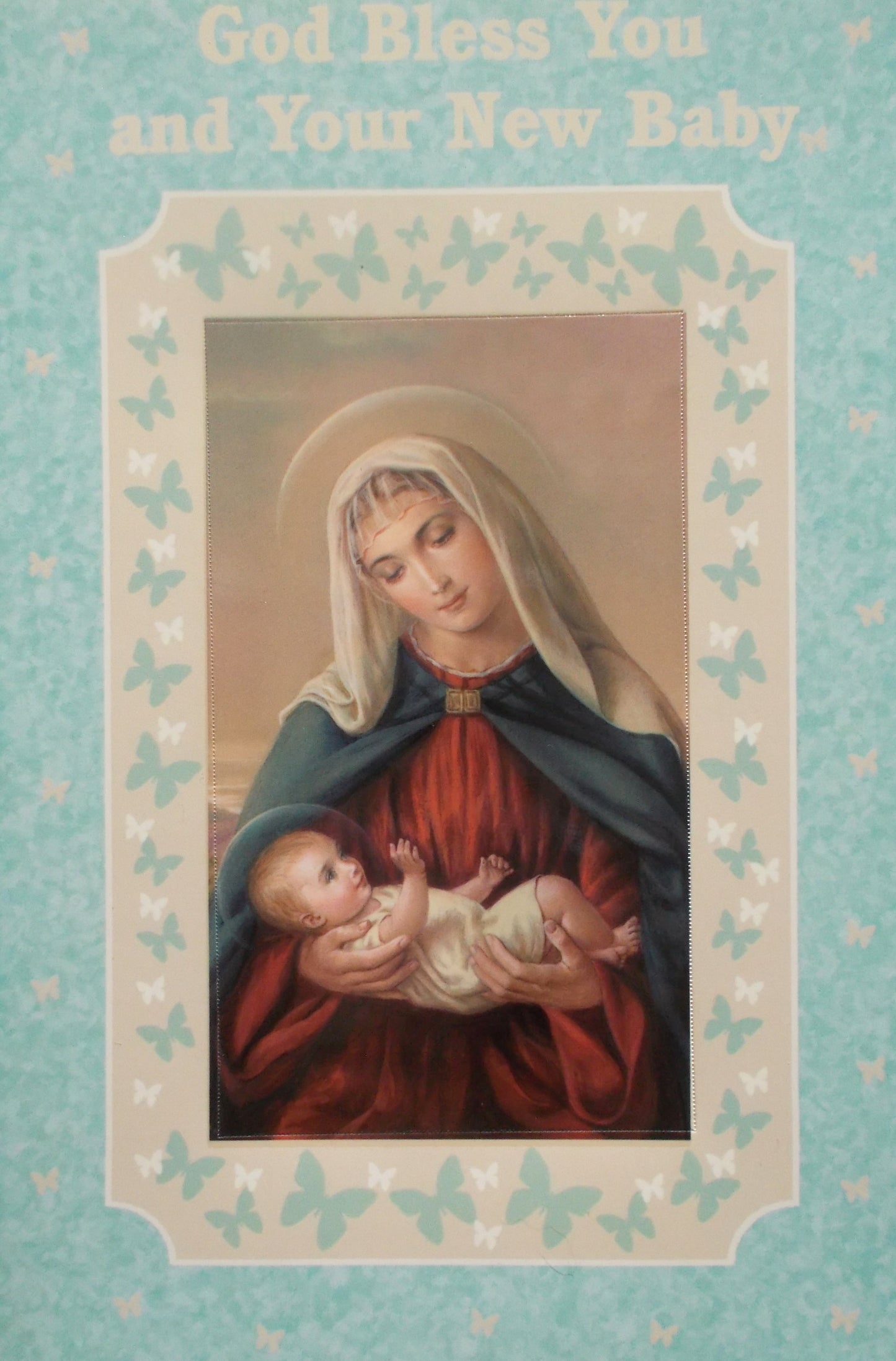 New Baby Greeting Card - Madonna & Child - Mother's Petition to Mary