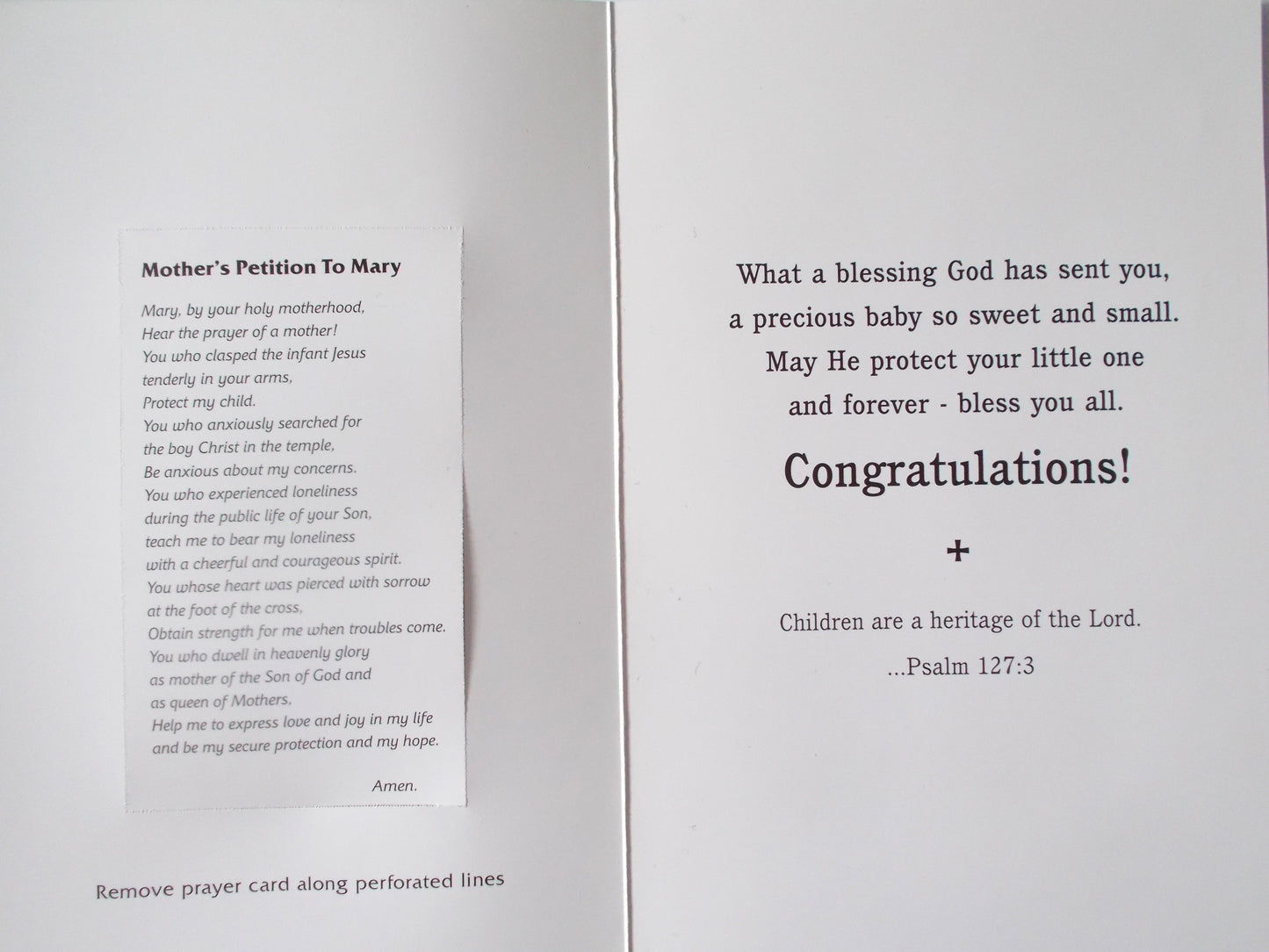 New Baby Greeting Card - Madonna & Child - Mother's Petition to Mary