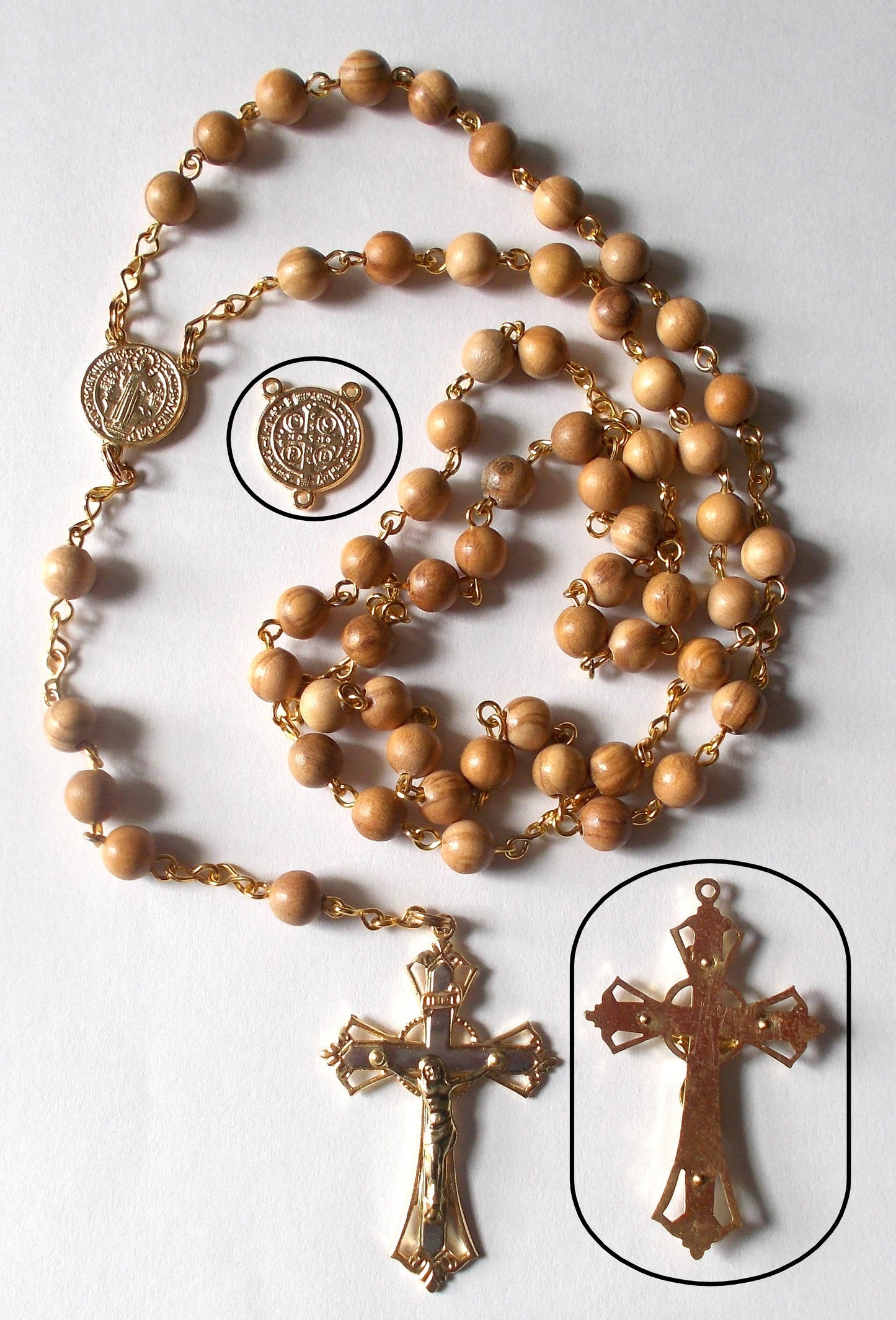 Olive Wood Rosary with St. Benedict Center