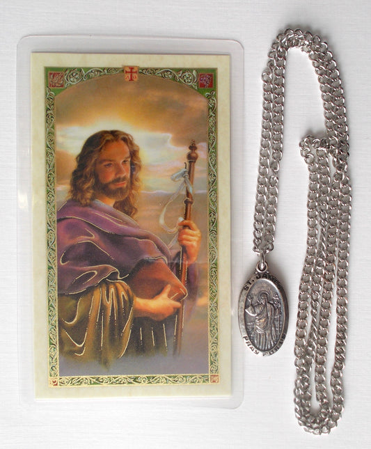 Pewter Medal with Chain & Prayercard - St. James the Apostle