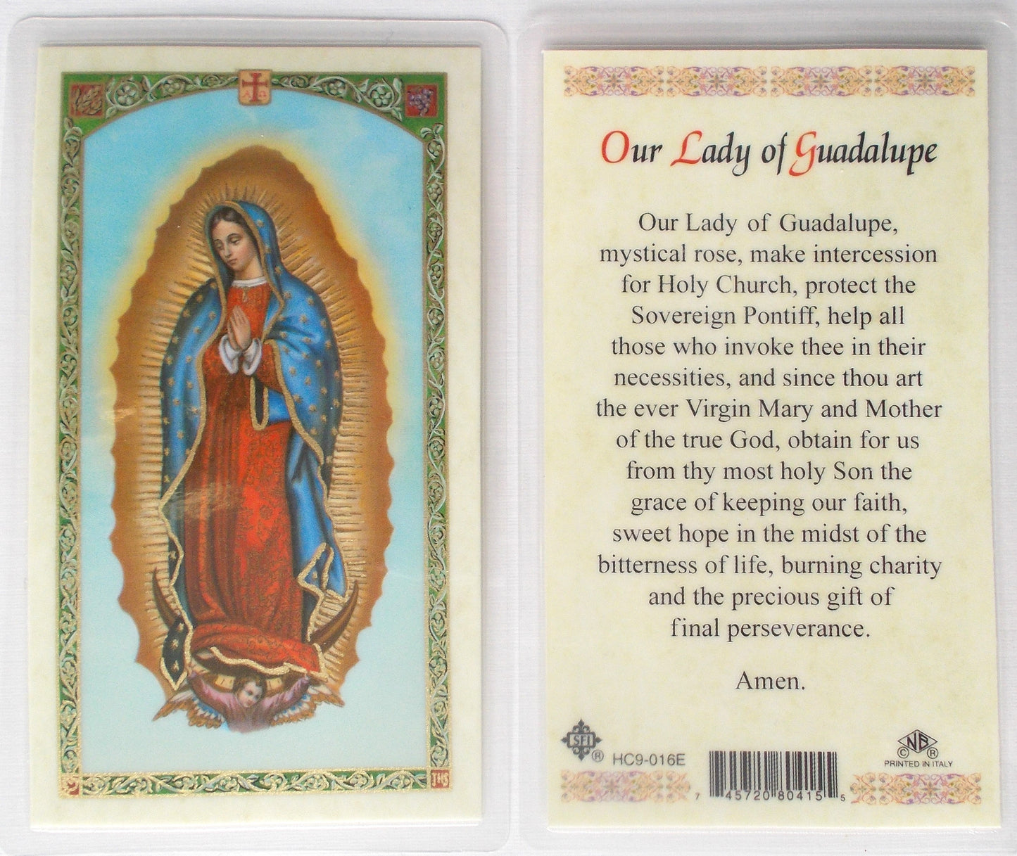 Pewter Medal with Chain & Prayercard - Our Lady of Guadalupe