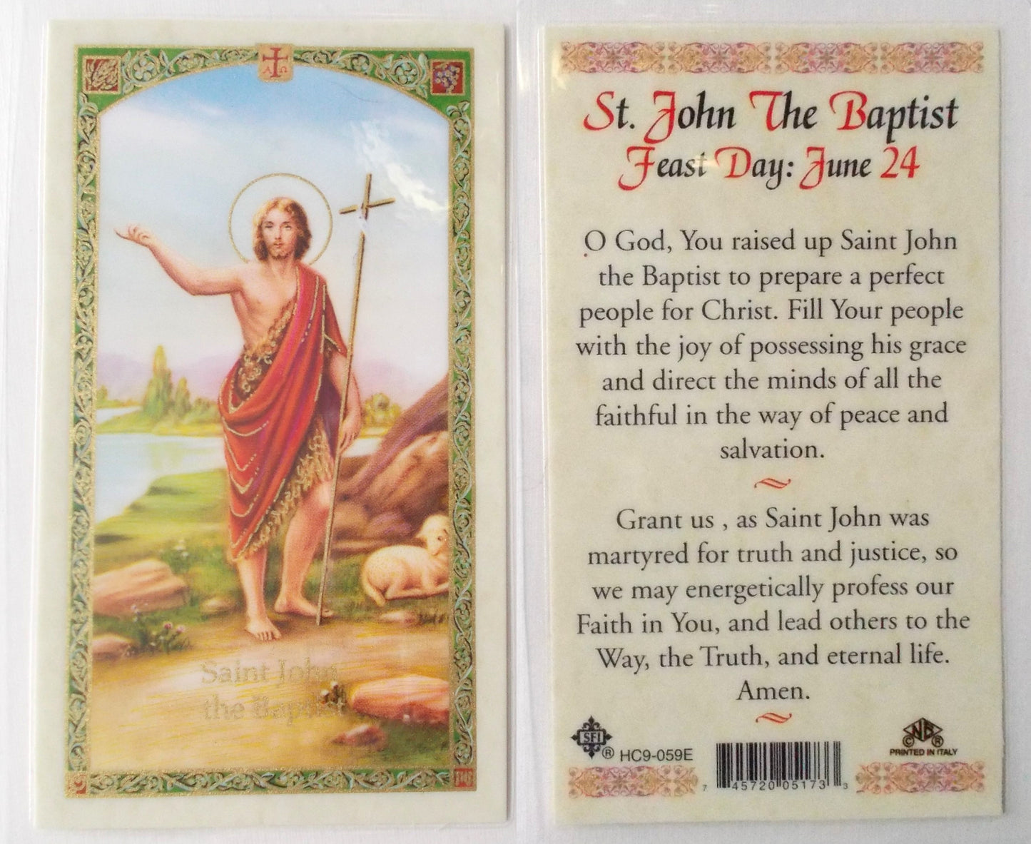Pewter Medal with Chain & Prayercard - St. John the Baptist