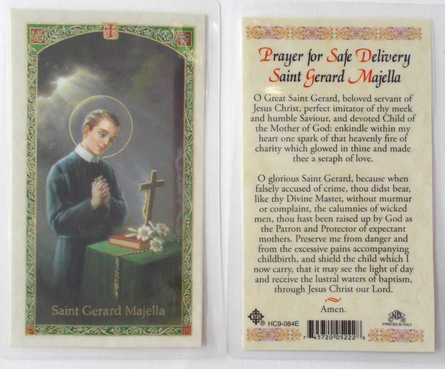 Pewter Medal with Chain & Prayer Card- St. Gerard Majella ( Safe Delivery)