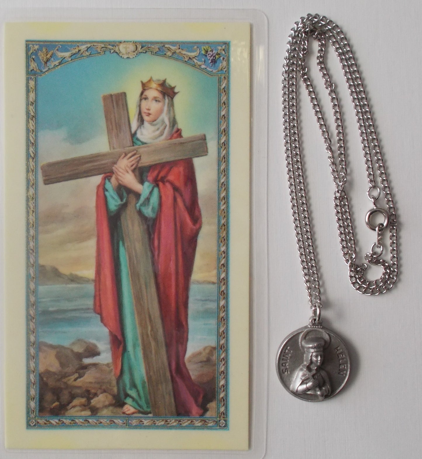 Pewter Medal with chain & Prayercard - St. Helen