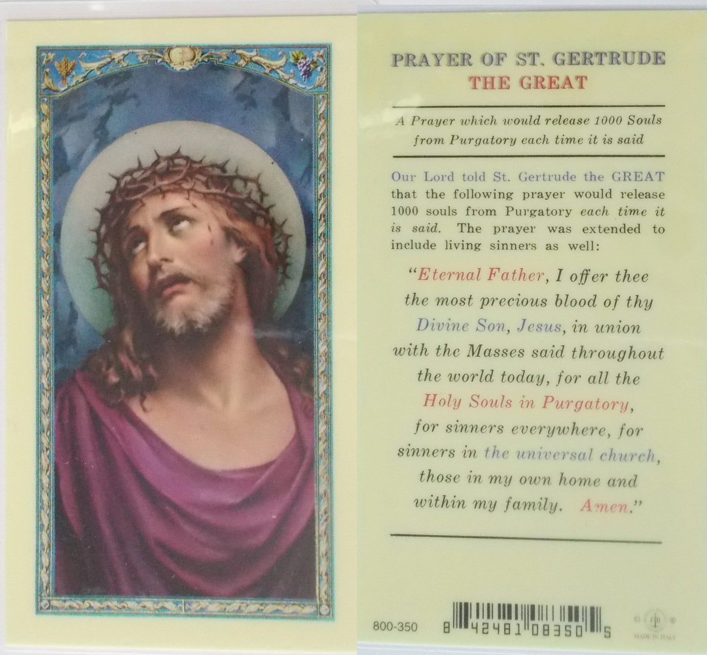 Pewter Medal with Chain & Prayercard - St. Gertrude