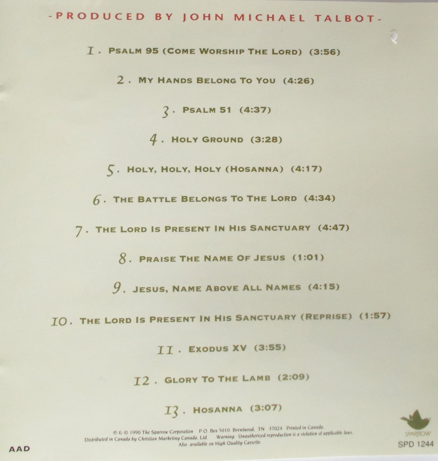 John Michael Talbot - Come Worship The Lord  Vol. 2- Music CD - Demo - Used