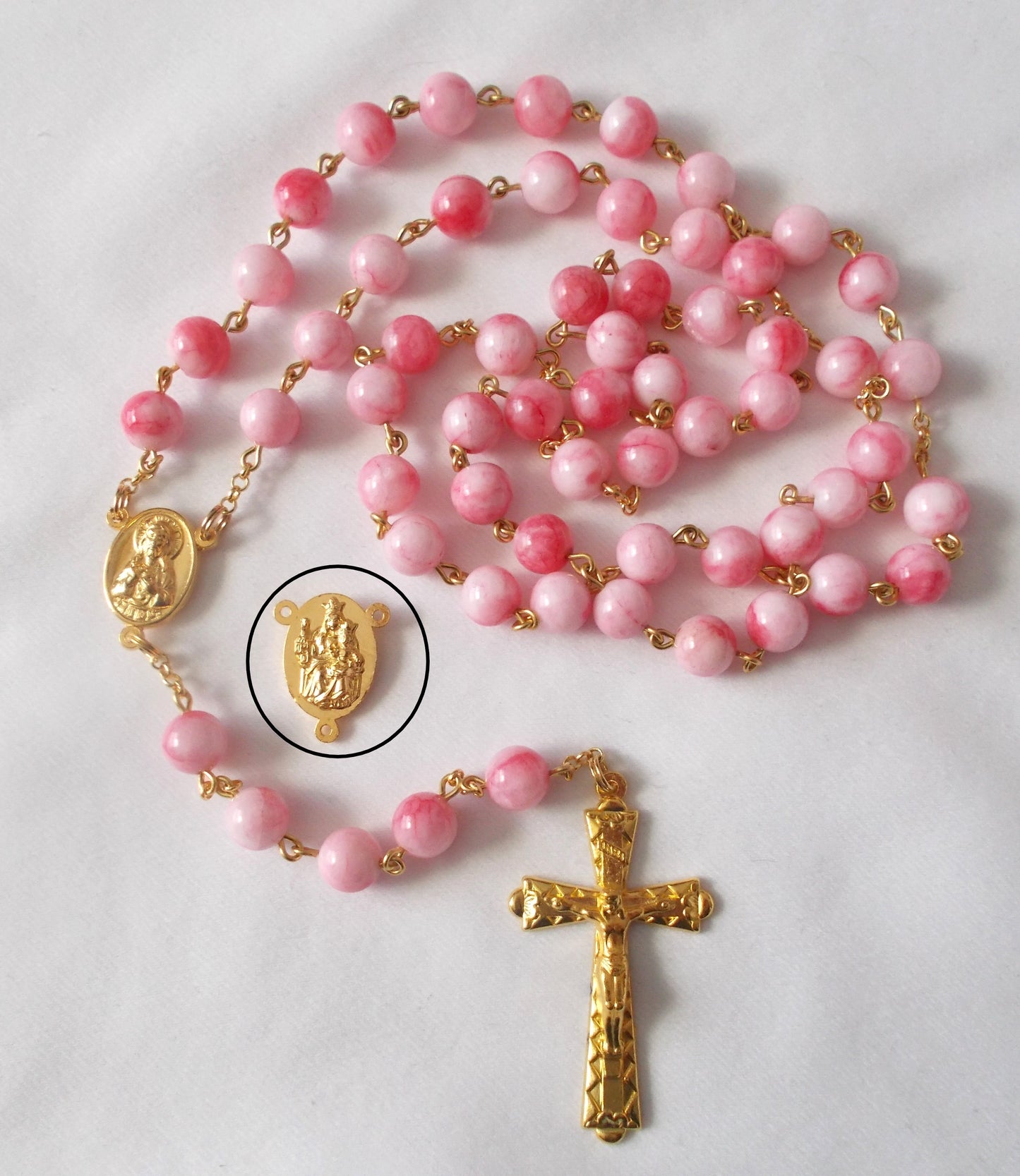 Pink Semi- Precious Beads Rosary