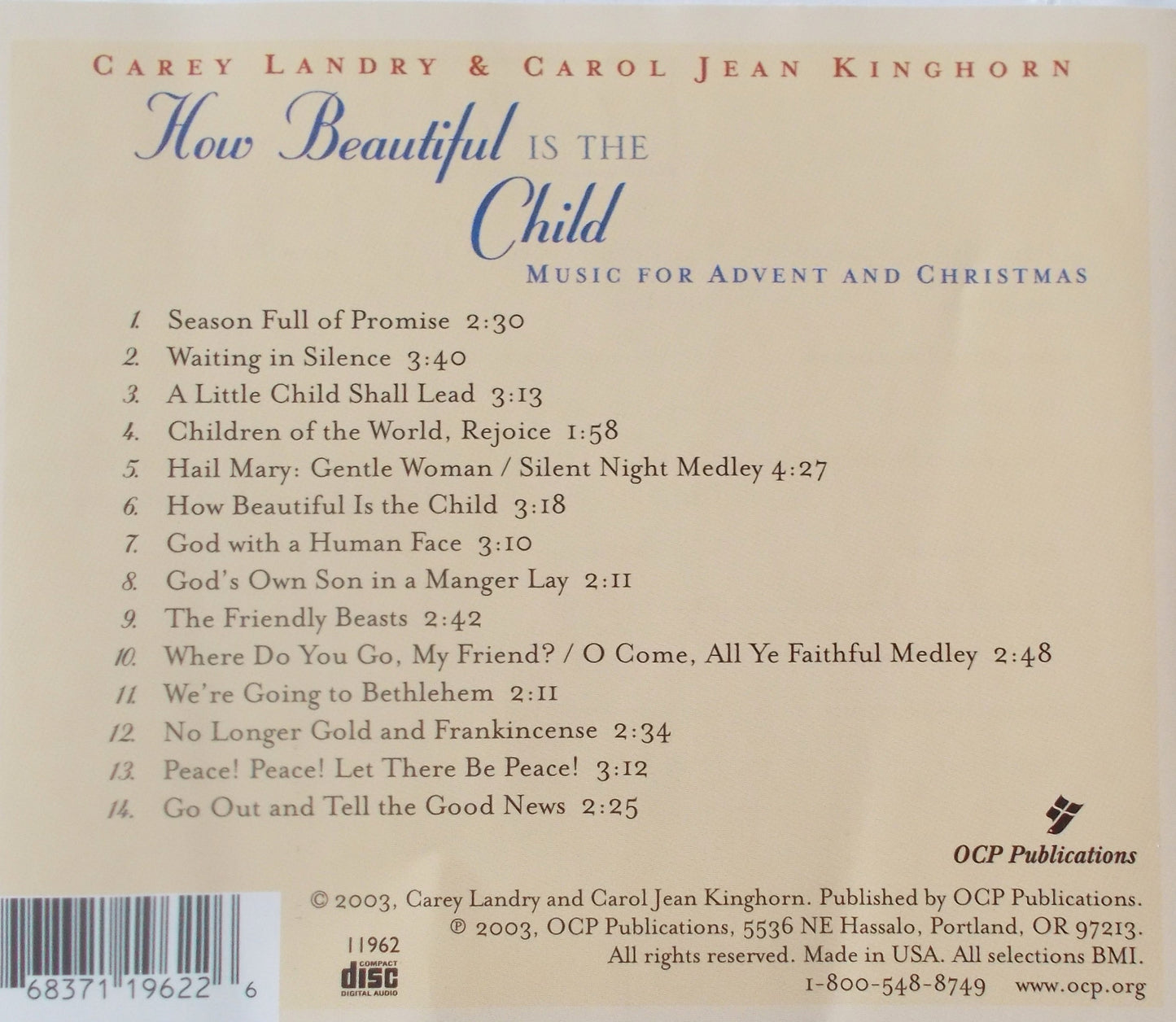 How Beautiful is The Child : Music for Advent & Christmas - Music CD - Demo  - Used