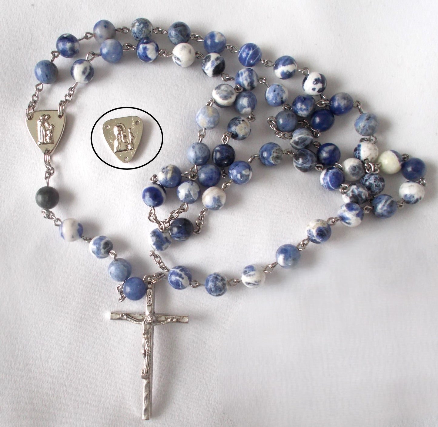 Blue Semi-precious Bead Rosary - St. Francis / St. Clare Center